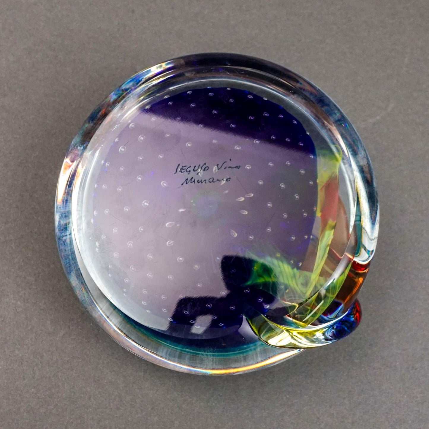 Seguso Viro SIgned Murano Italy Multi Color Art Glass Paperweight Sculpture