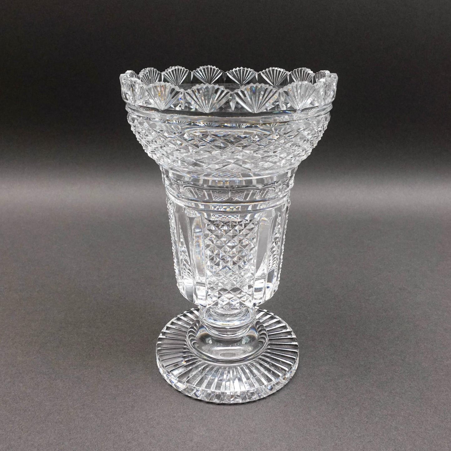 Waterford Crystal Master Cutter Hibernia Footed Vase 8 3/4" (Read)
