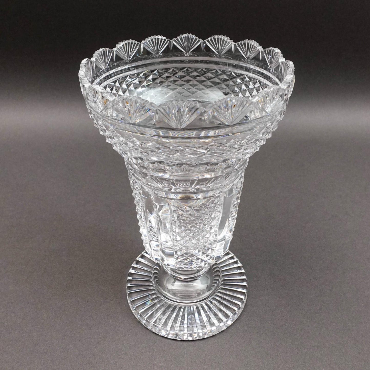 Waterford Crystal Master Cutter Hibernia Footed Vase 8 3/4" (Read)
