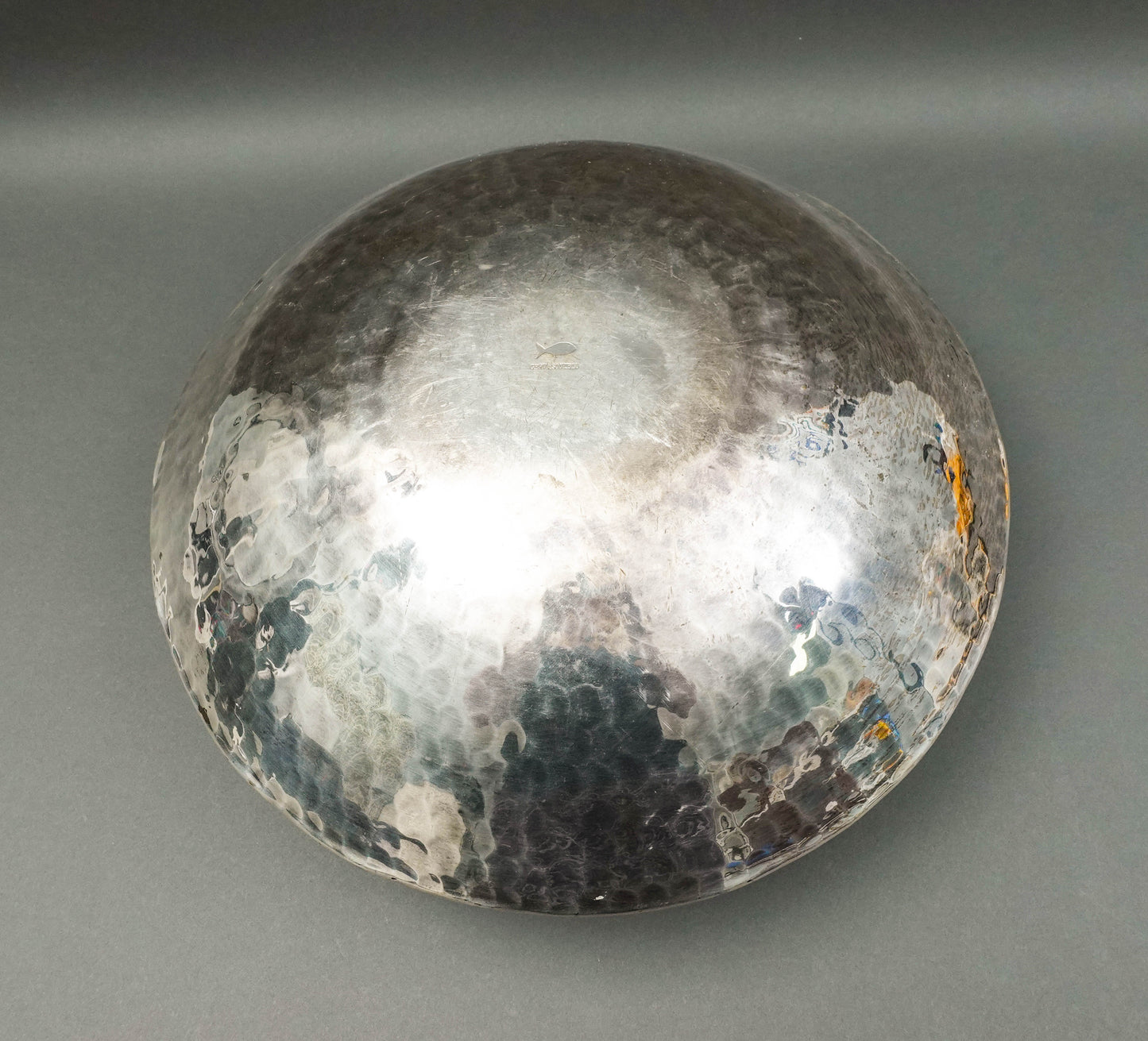 Gervasoni Blu Italy Hammered Silver Plate Metal Large Container Planter Vase 16"