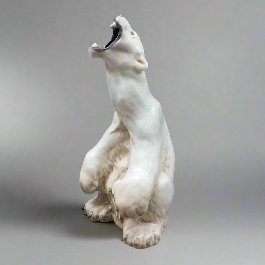 Royal Copenhagen Denmark #502 Porcelain Roaring Polar Bear Figure Sculpture 13"
