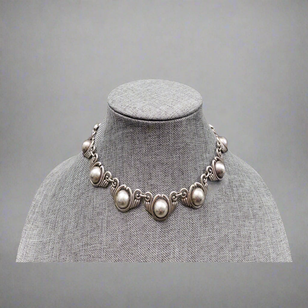 Los Castillos Taxco Mexico Vintage 925 Sterling Silver Choker Necklace 222