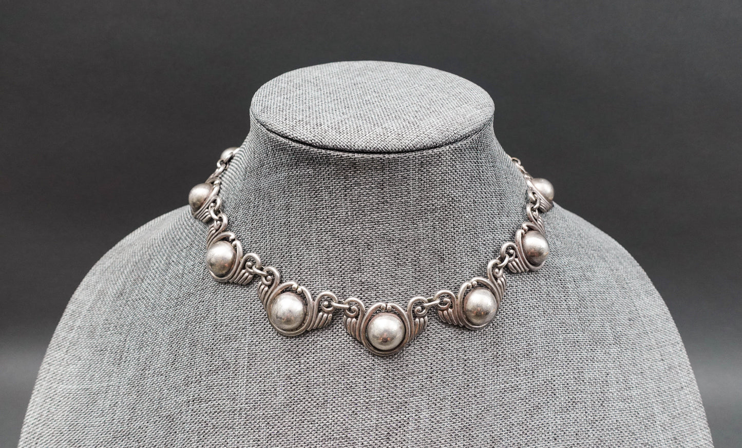 Los Castillos Taxco Mexico Vintage 925 Sterling Silver Choker Necklace 222