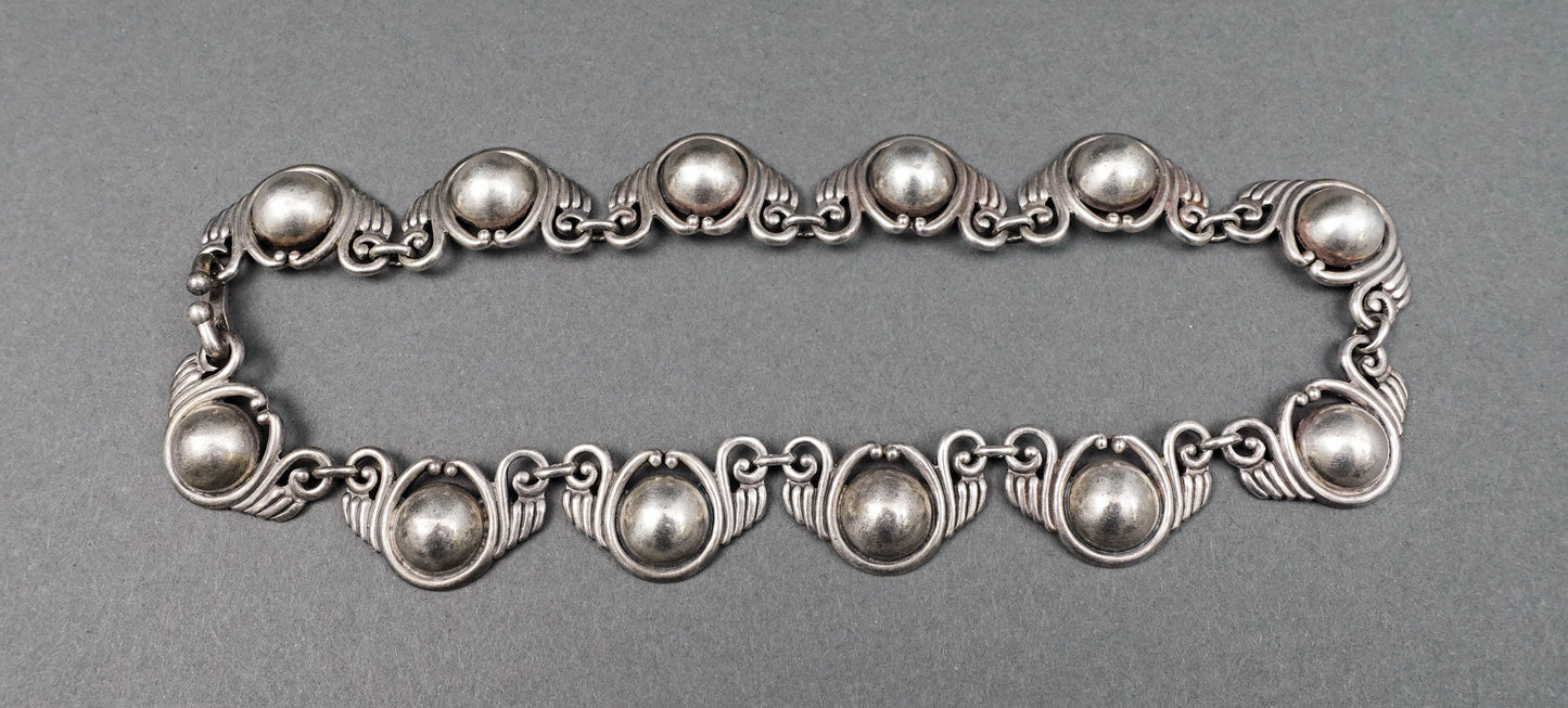 Los Castillos Taxco Mexico Vintage 925 Sterling Silver Choker Necklace 222