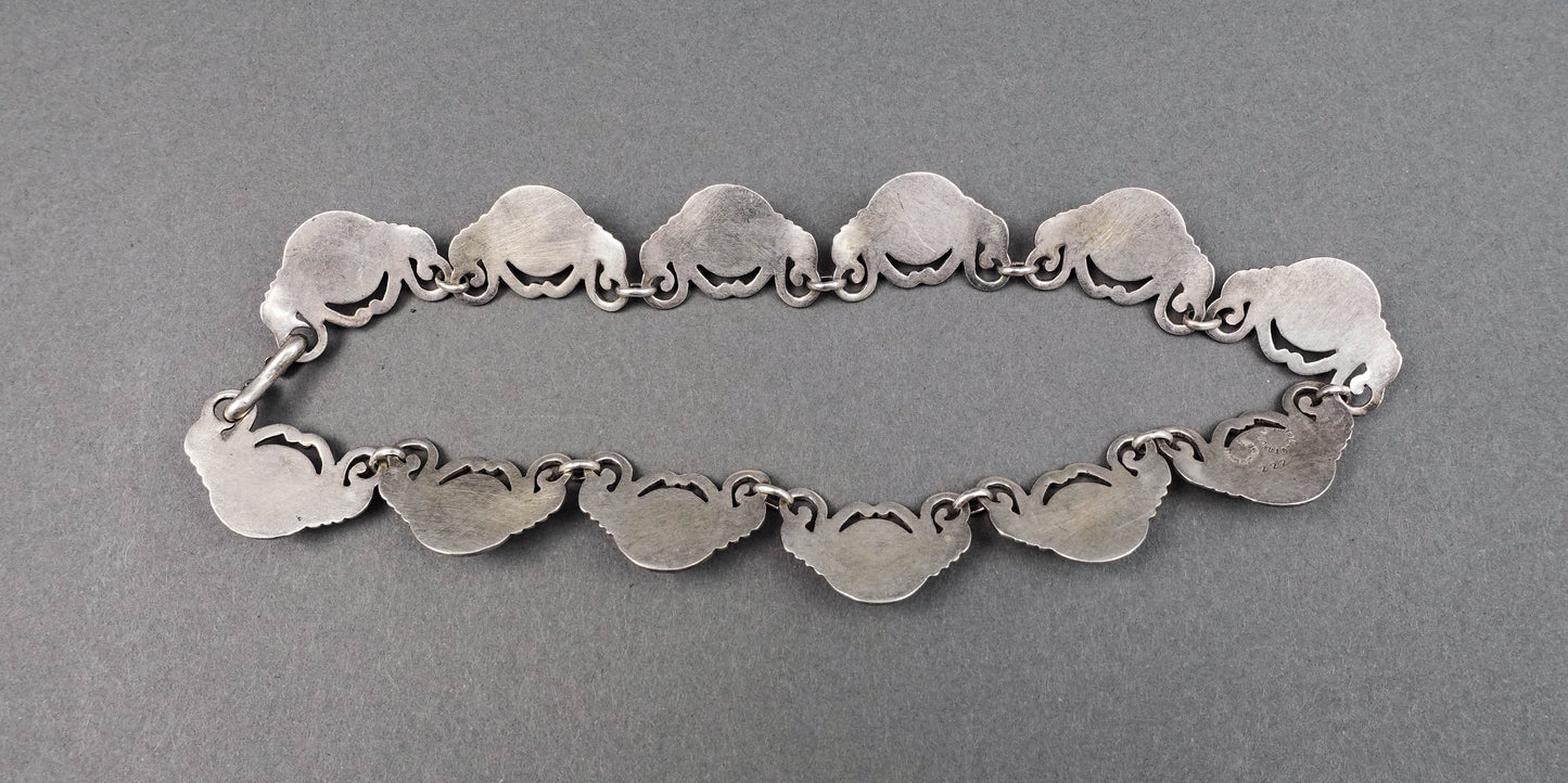 Los Castillos Taxco Mexico Vintage 925 Sterling Silver Choker Necklace 222