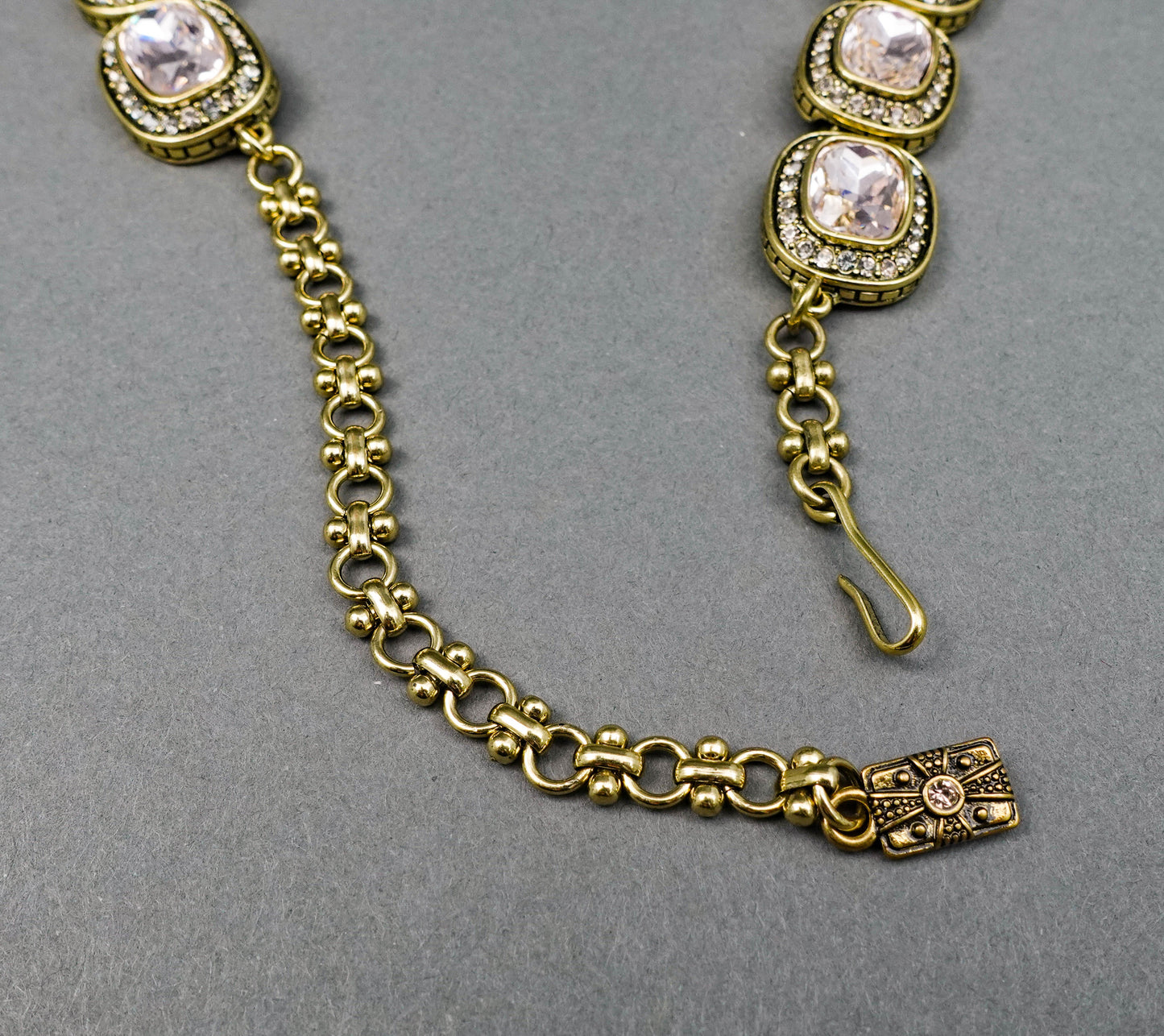 Heidi Daus Signed Exquisite Elegance Pale Pink Crystal Necklace & Earrings Set
