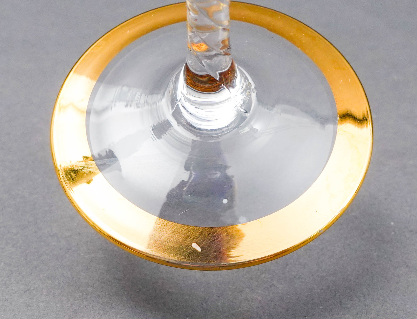 Tre Fuochi Venetian Murano Glass Cobalt Blue 24K Gold Wine Glasses Set Of 6
