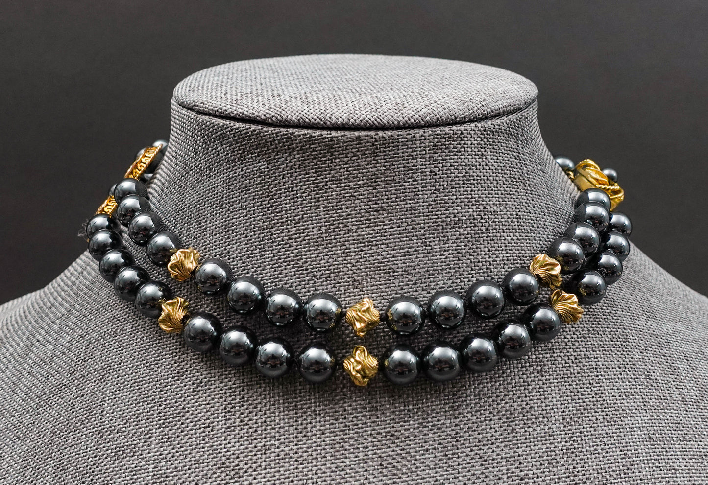 Majorica 14k Pendant Tahitian Pearl Double Strand Beaded Necklace Silver Clasp
