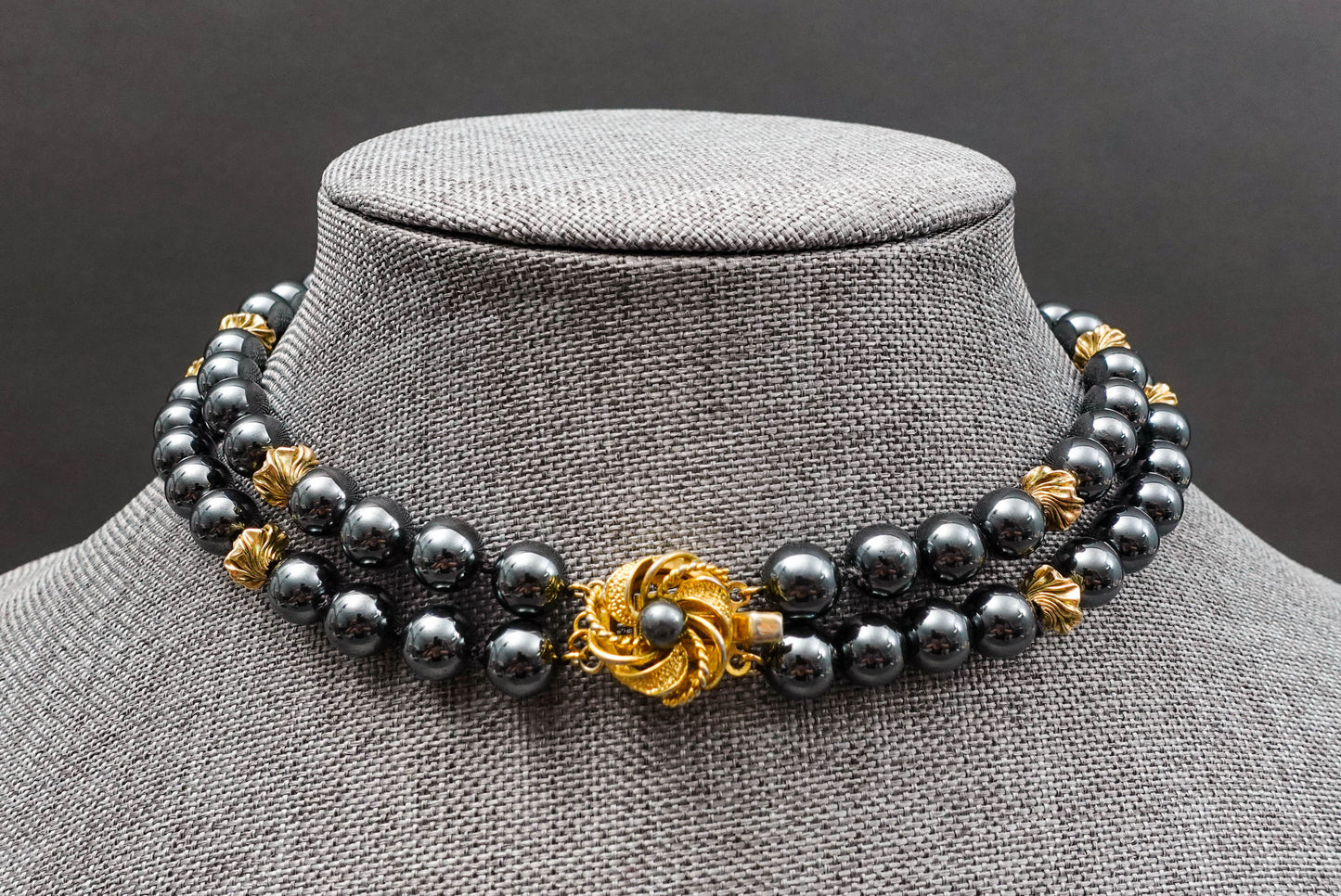 Majorica 14k Pendant Tahitian Pearl Double Strand Beaded Necklace Silver Clasp