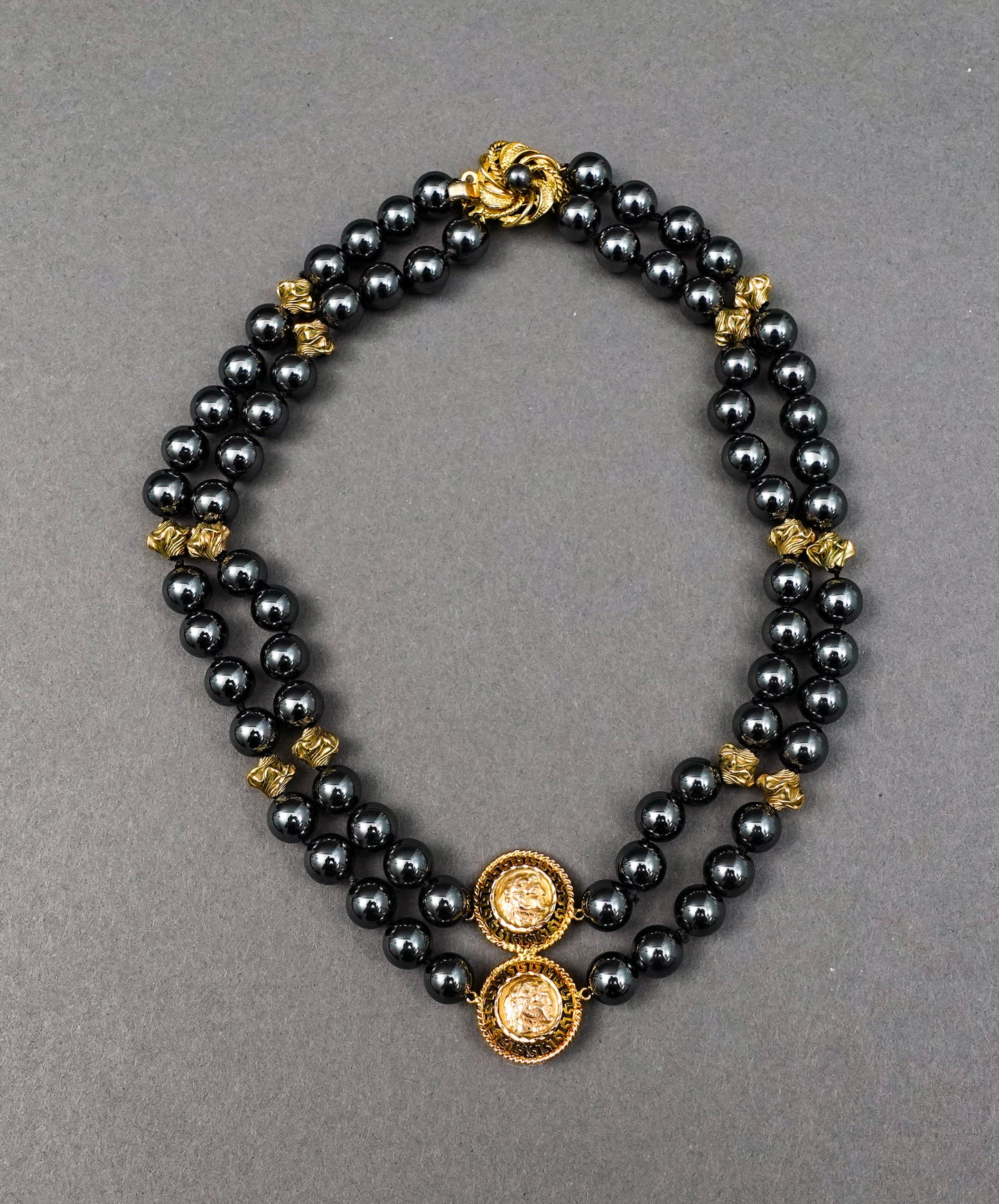Majorica 14k Pendant Tahitian Pearl Double Strand Beaded Necklace Silver Clasp