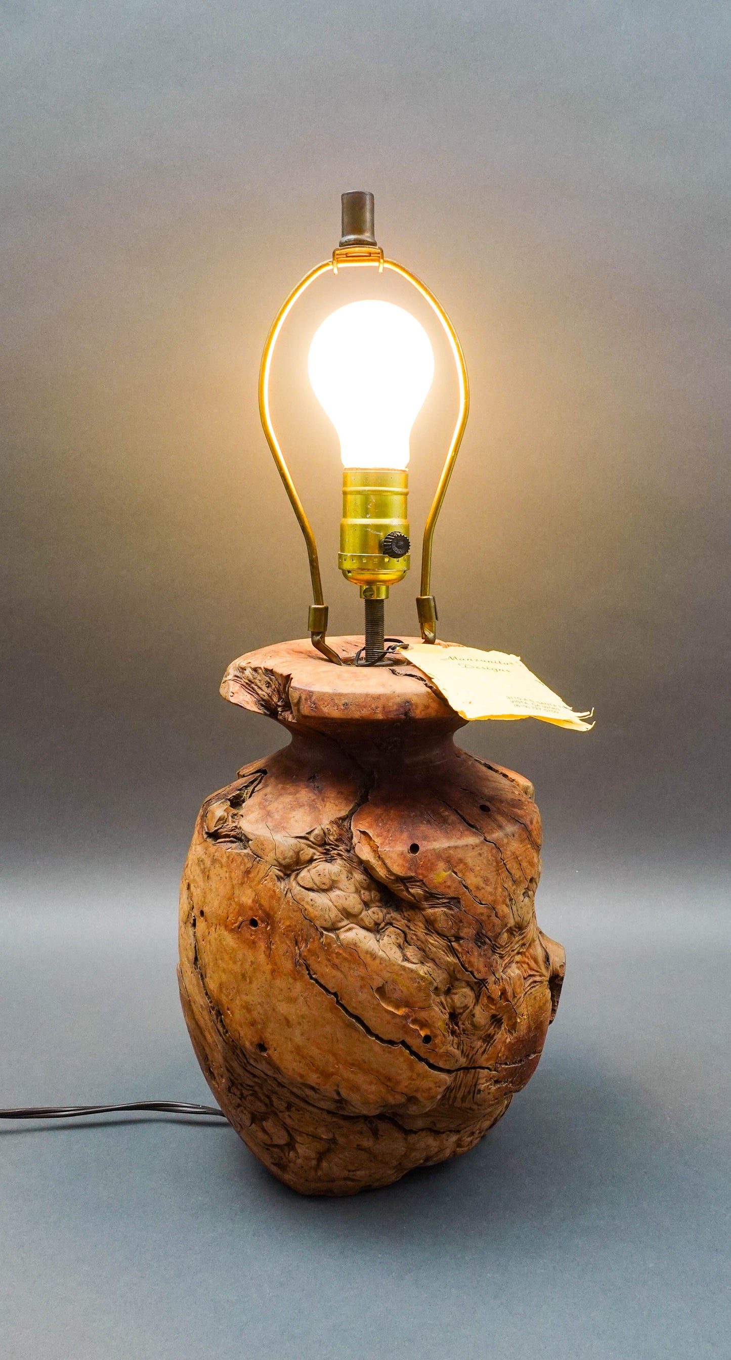 Manzanita Designs California Vintage Free Form Burl Root Wood Table Lamp