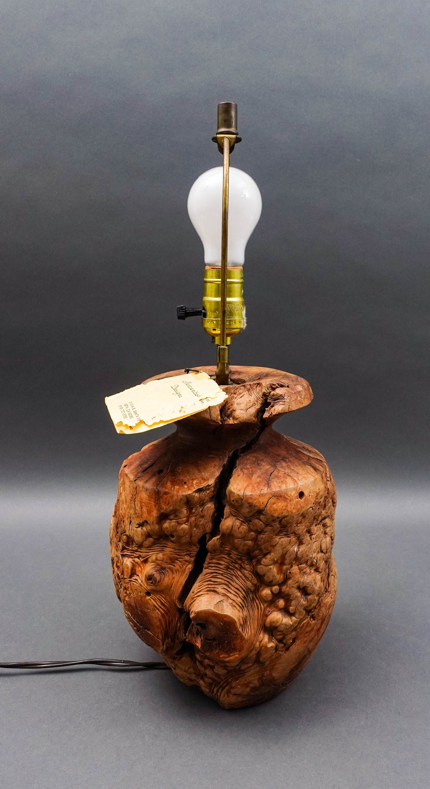 Manzanita Designs California Vintage Free Form Burl Root Wood Table Lamp