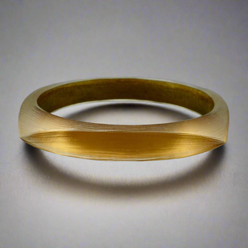 Alexis Bittar Luminous Gold Lucite Hand Carved Bangle Bracelet