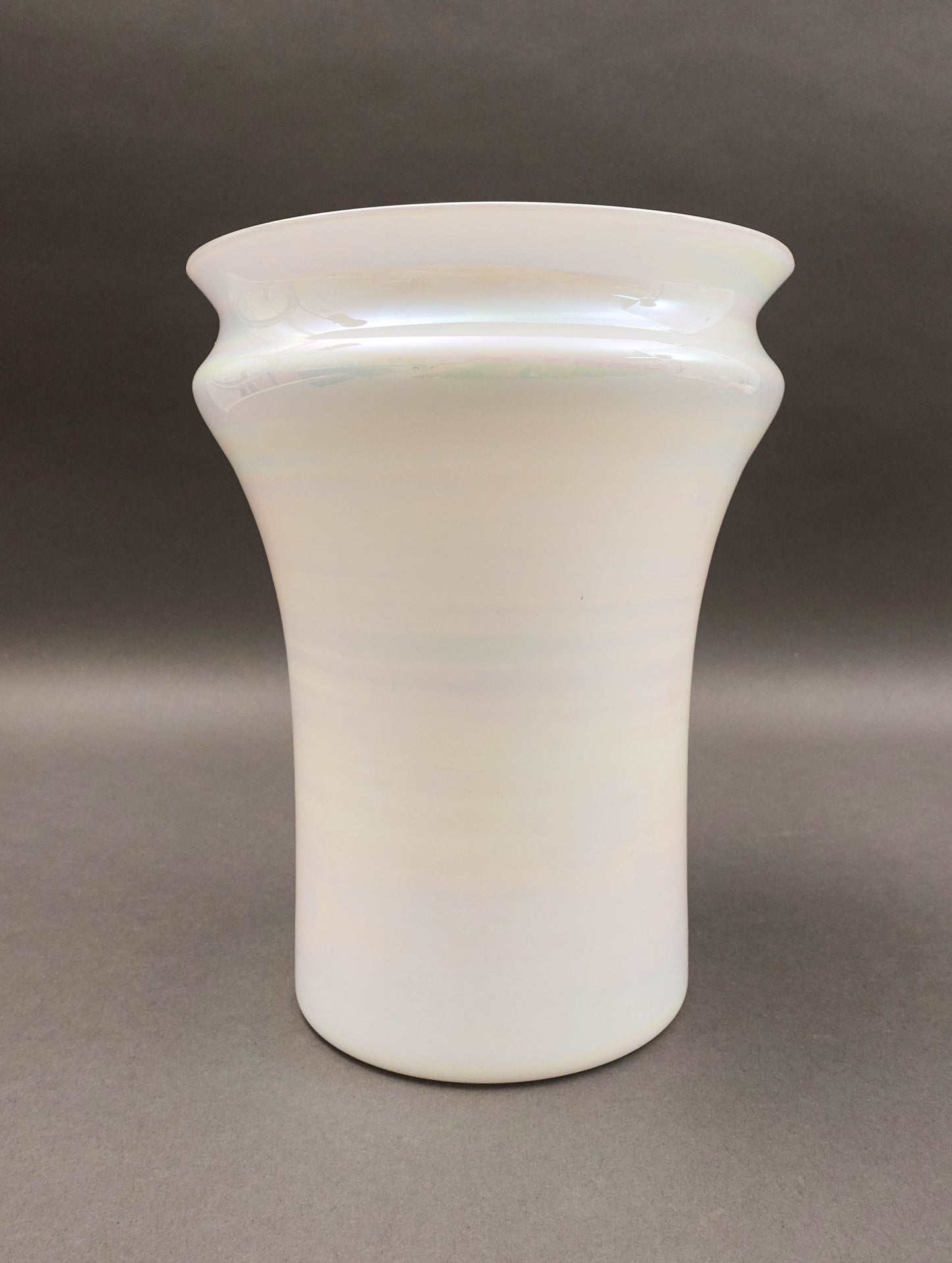 Sergio Asti Venini Murano Signed MCM Iridescent Opalescent White Glass Vase