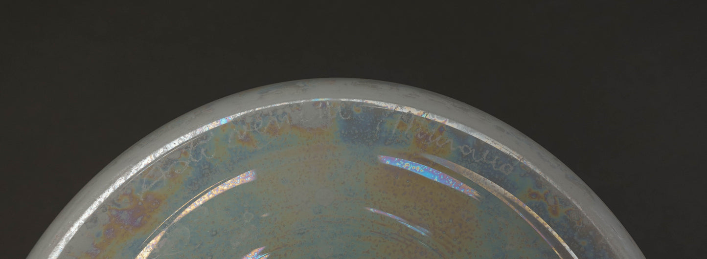 Sergio Asti Venini Murano Signed MCM Iridescent Opalescent White Glass Vase