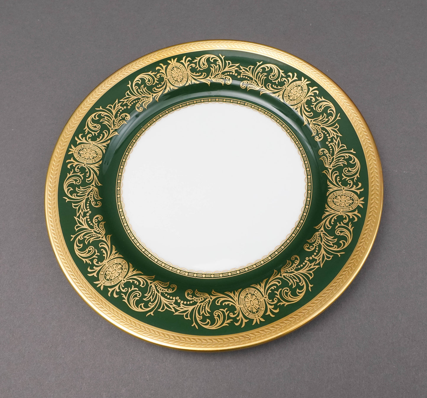Aynsley England Imperial 193 Laurel Green Gold 8" Salad Plates Set Of 6