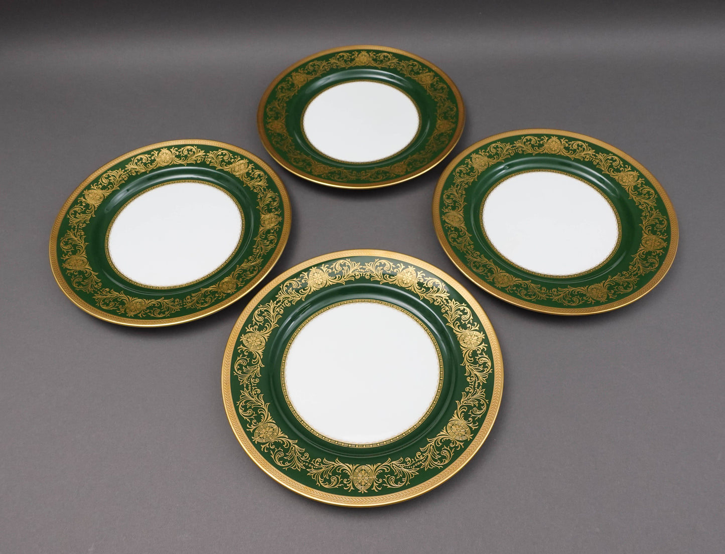 Aynsley England Imperial 193 Laurel Green Gold 8" Salad Plates Set Of 6