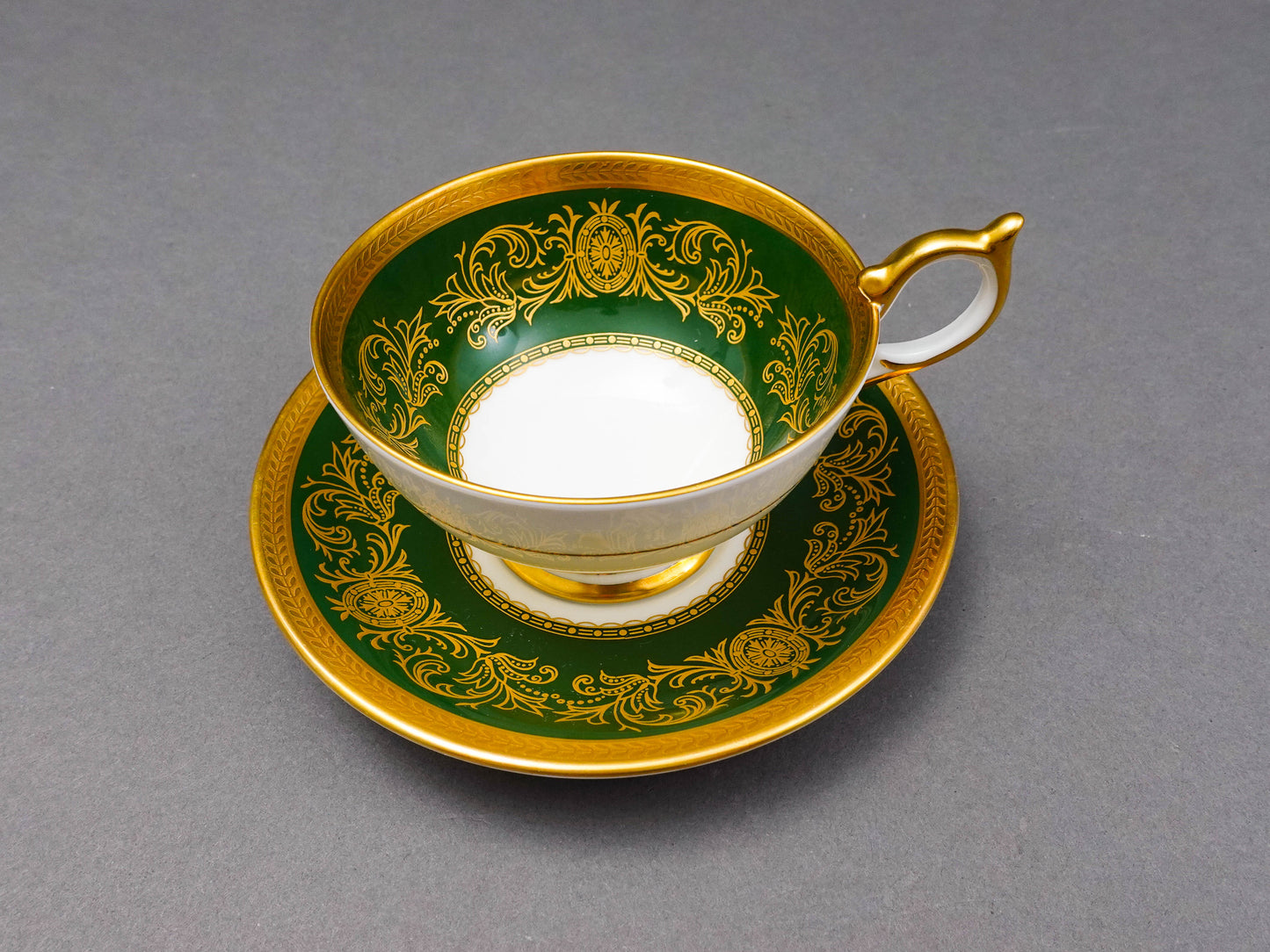 Aynsley England Imperial 193 Laurel Green Gold Cup & Saucer Set