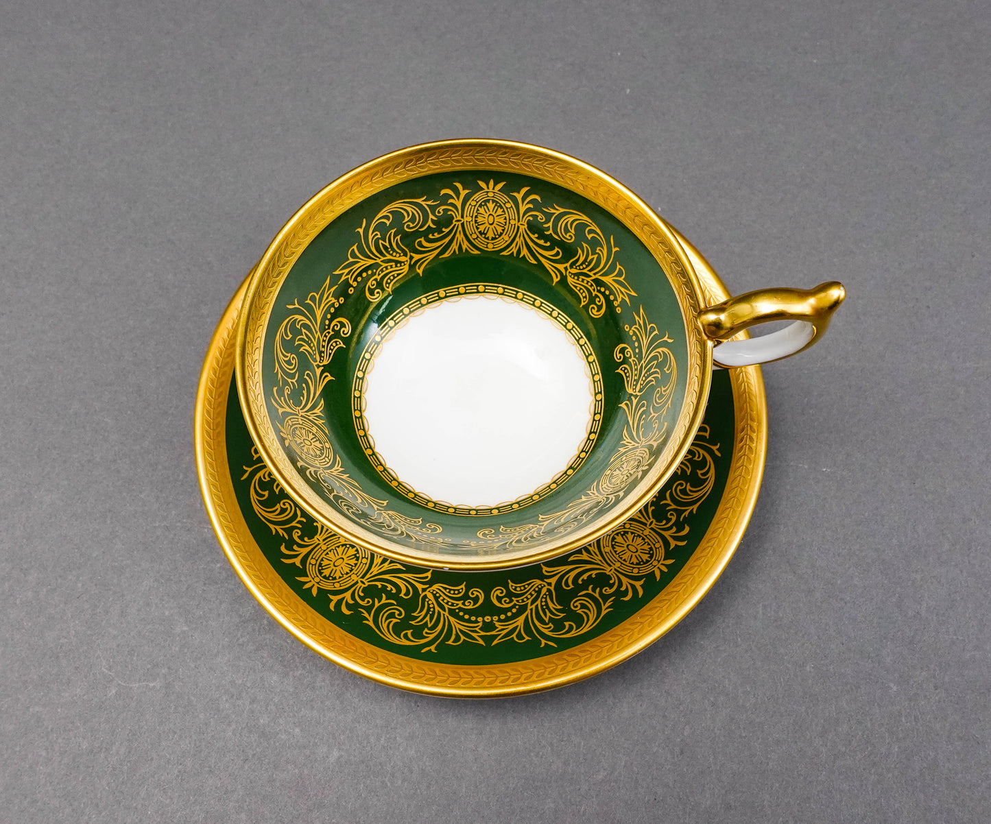 Aynsley England Imperial 193 Laurel Green Gold Cup & Saucer Set