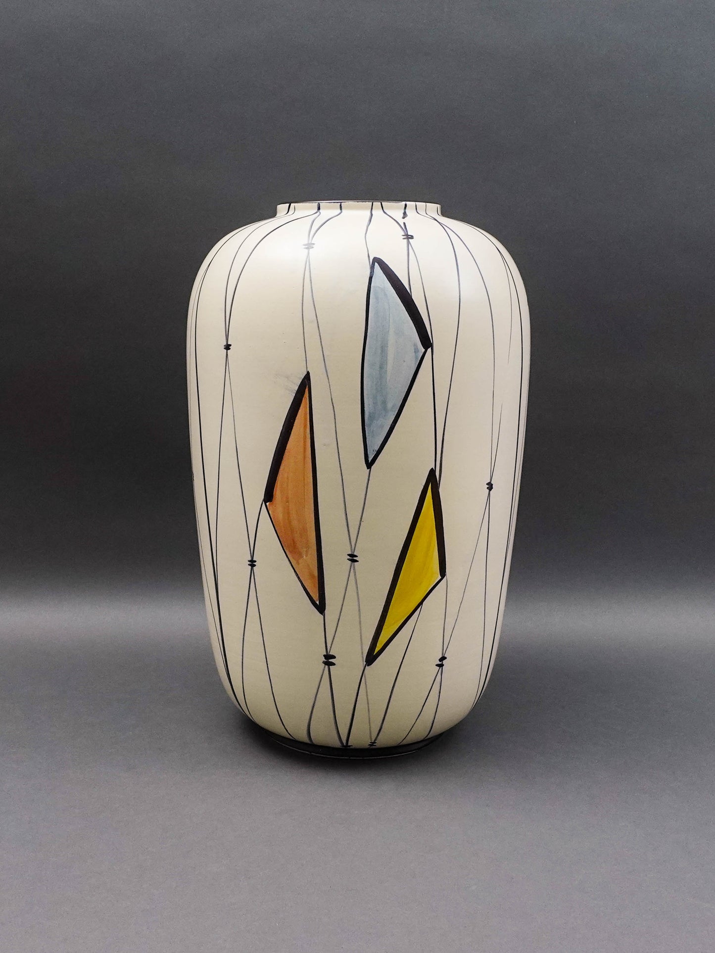 Bodo Mans For Bay Keramik W. Germany MCM Large Geometric Art Pottery Vase 16"