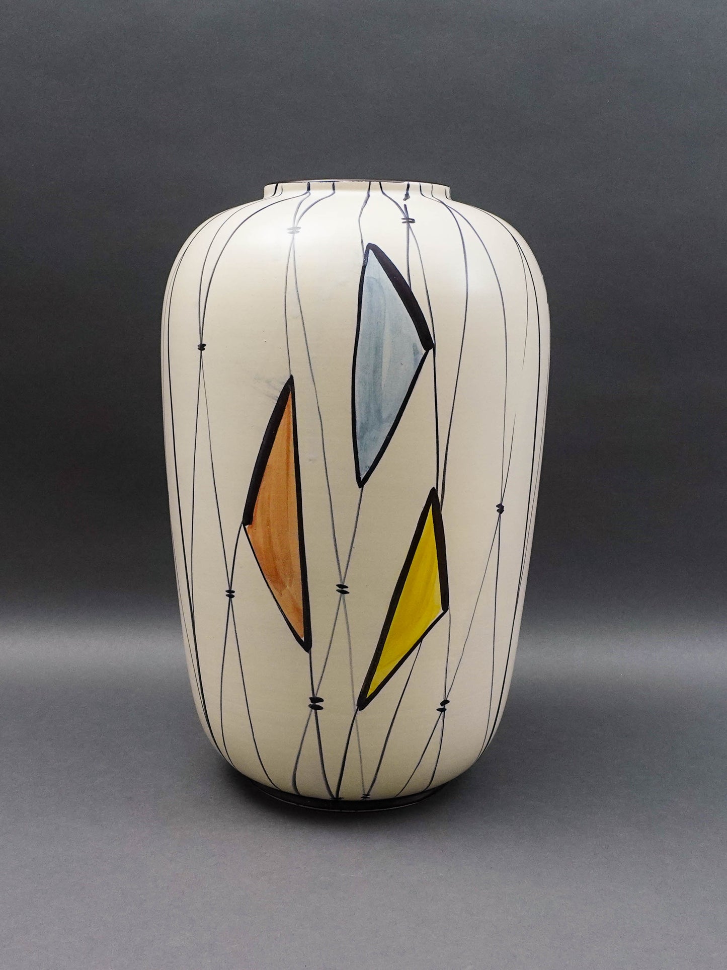 Bodo Mans For Bay Keramik W. Germany MCM Large Geometric Art Pottery Vase 16"