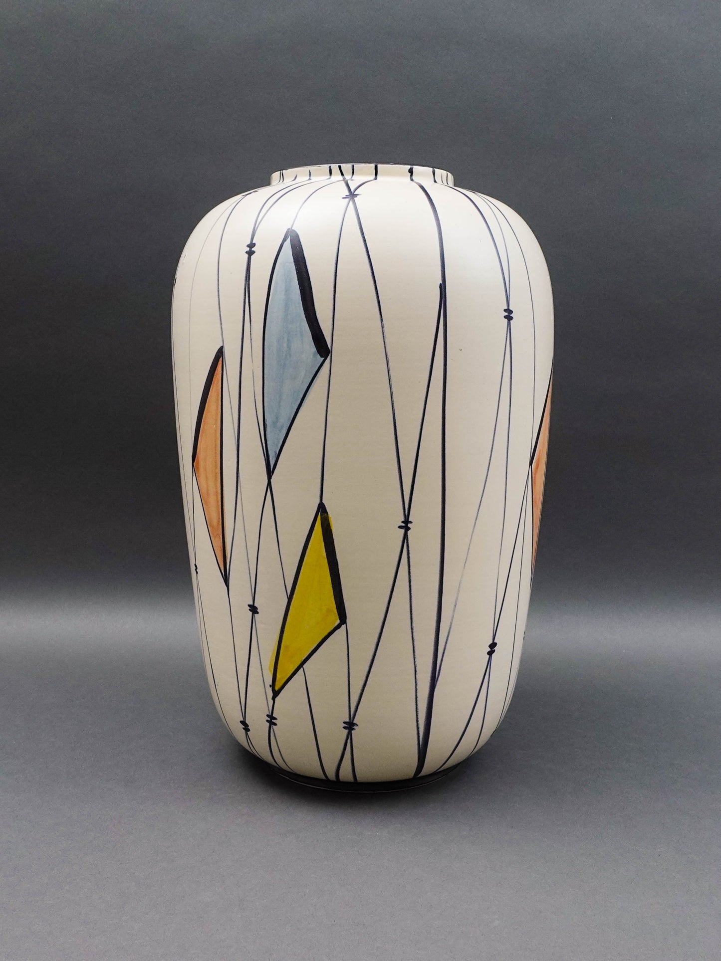 Bodo Mans For Bay Keramik W. Germany MCM Large Geometric Art Pottery Vase 16"