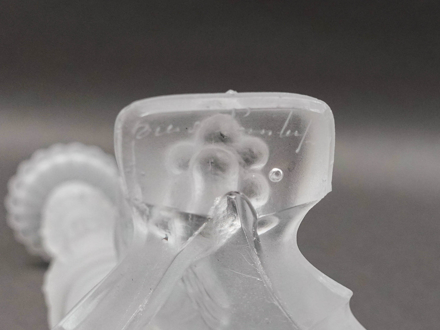 Val St Lambert Signed Pair Of Frosted Crystal Candlestick Candle Holders
