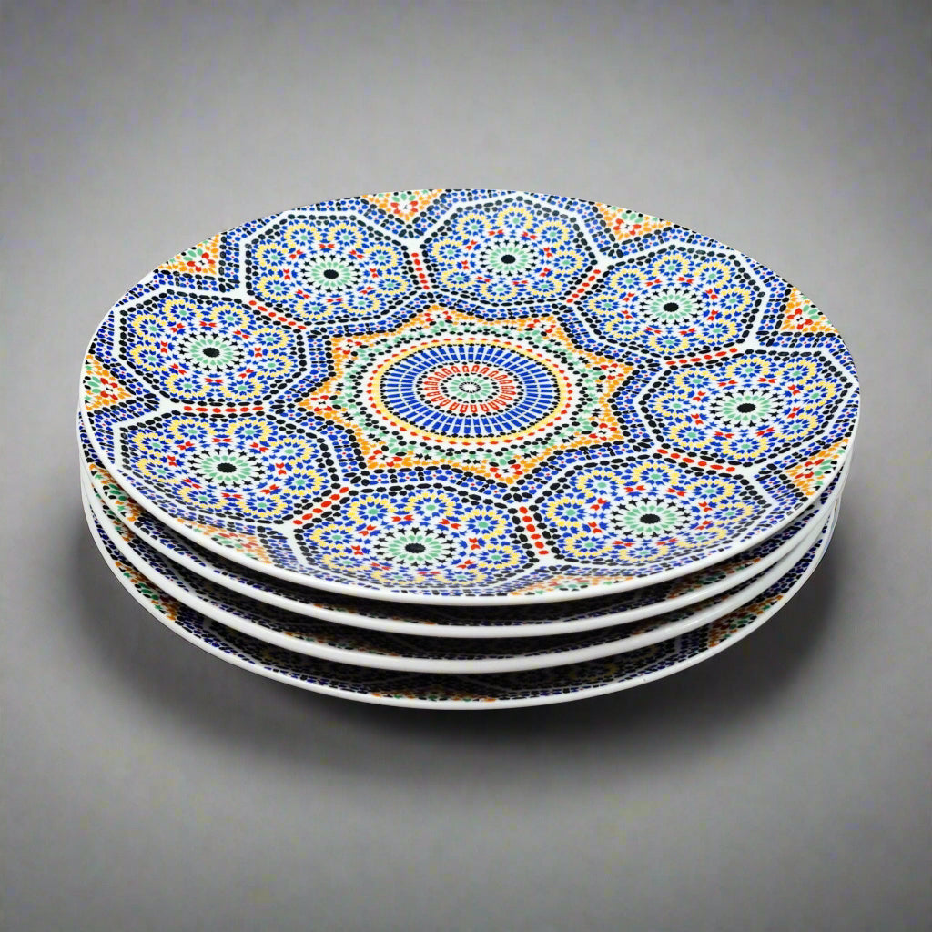 Cocema Fes Maroc Morocco Tile Mosaic Porcelain Bread & Butter Plate Set Of 4