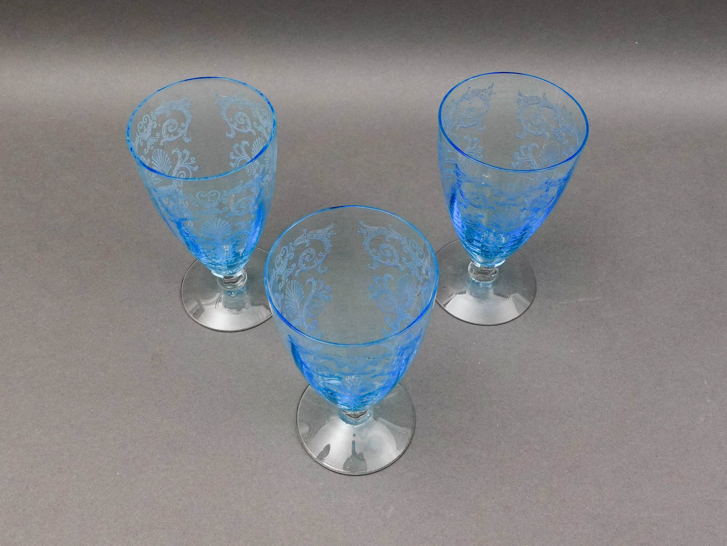 Fostoria Versailles Azure Blue Crystal 5 1/4" Parfait Tumbler Glasses Set Of 5