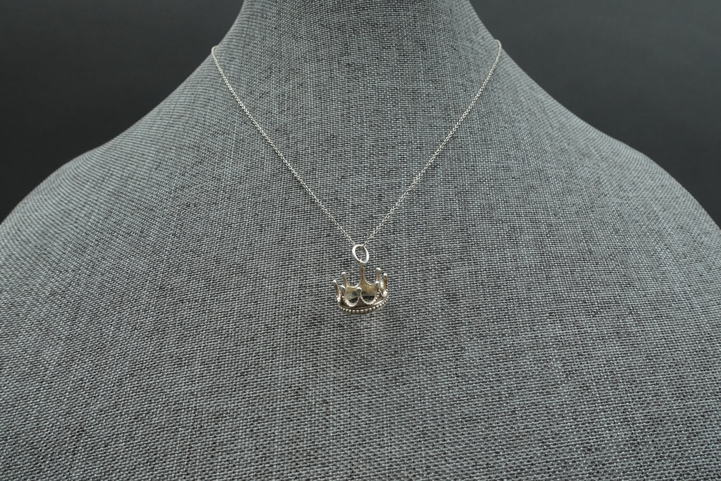 Tiffany & Co. 925 Sterling Silver Princess Crown Charm Pendant & 18" Necklace