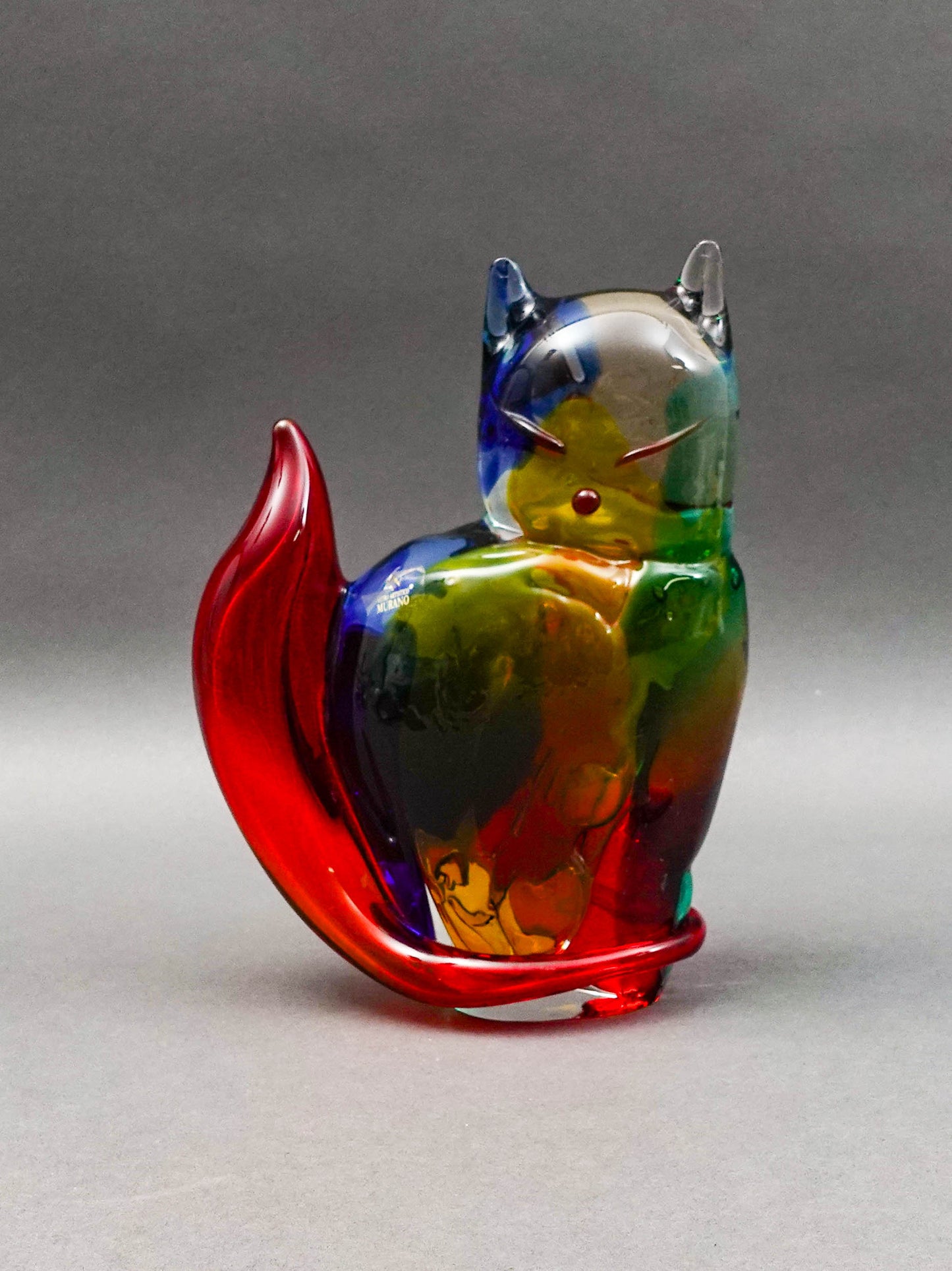 Vetro Artistico Murano Italy Vintage Cat Glass Sculpture Mario Costantini 7 3/4"