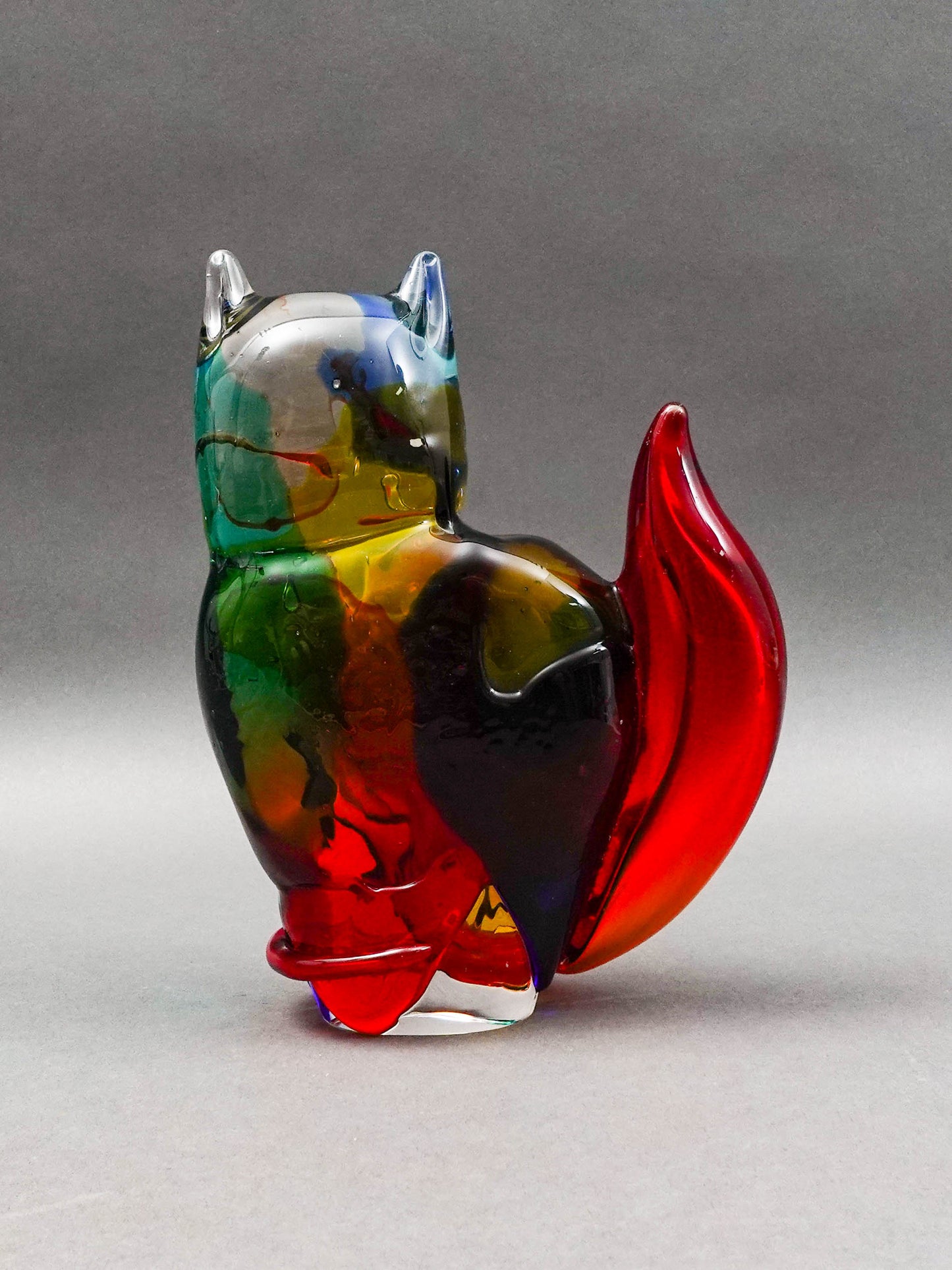 Vetro Artistico Murano Italy Vintage Cat Glass Sculpture Mario Costantini 7 3/4"
