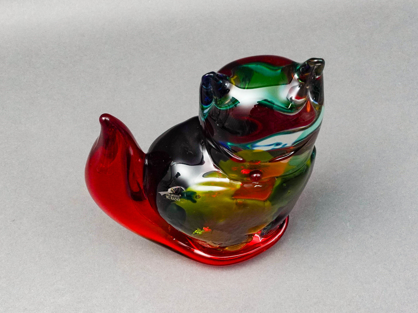 Vetro Artistico Murano Italy Vintage Cat Glass Sculpture Mario Costantini 7 3/4"