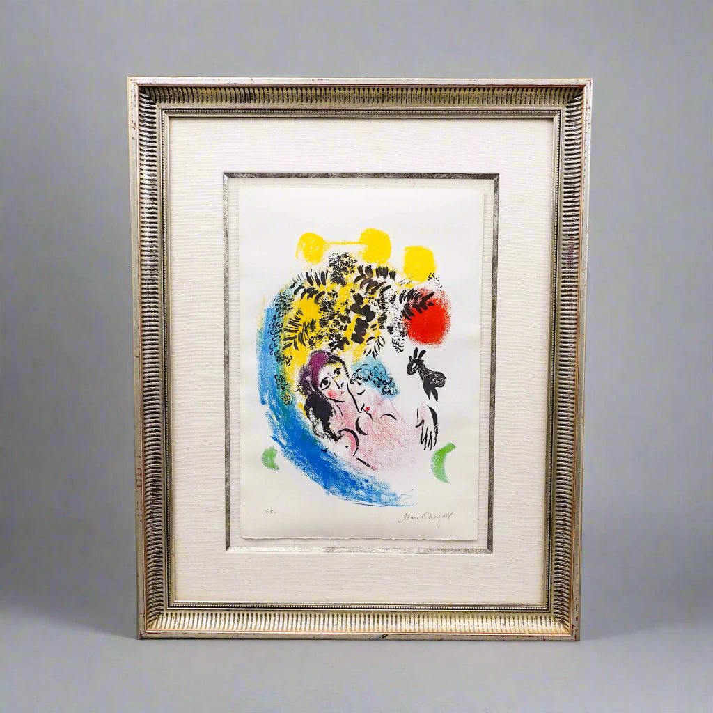 Marc Chagall (1887-1985) Signed Les Amoureux Au Soleil Rouge Lithograph H.C.