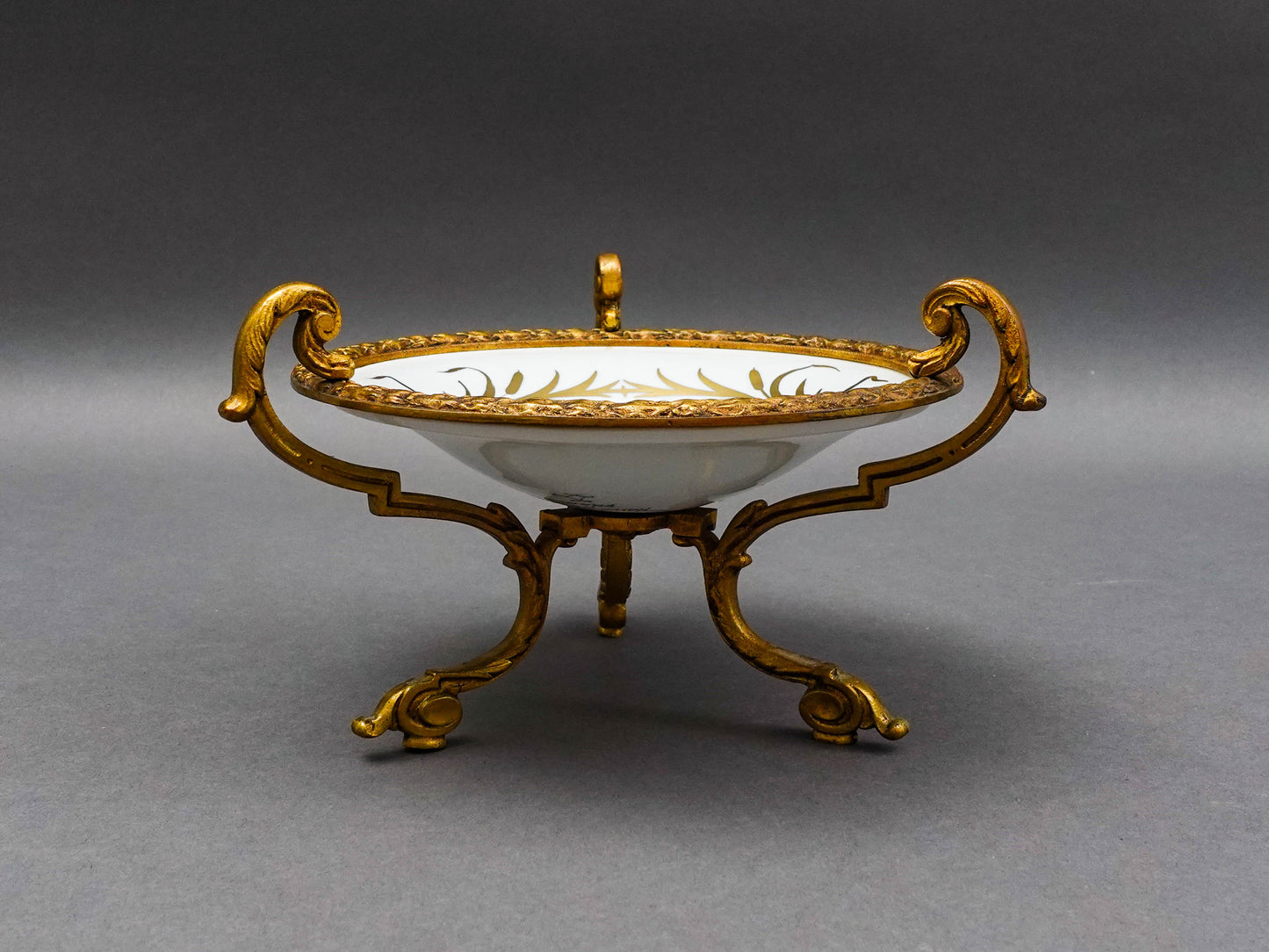 Sevres France Antique Fragonard Hand Painted Porcelain Bronze Ormolu Tazza Bowl