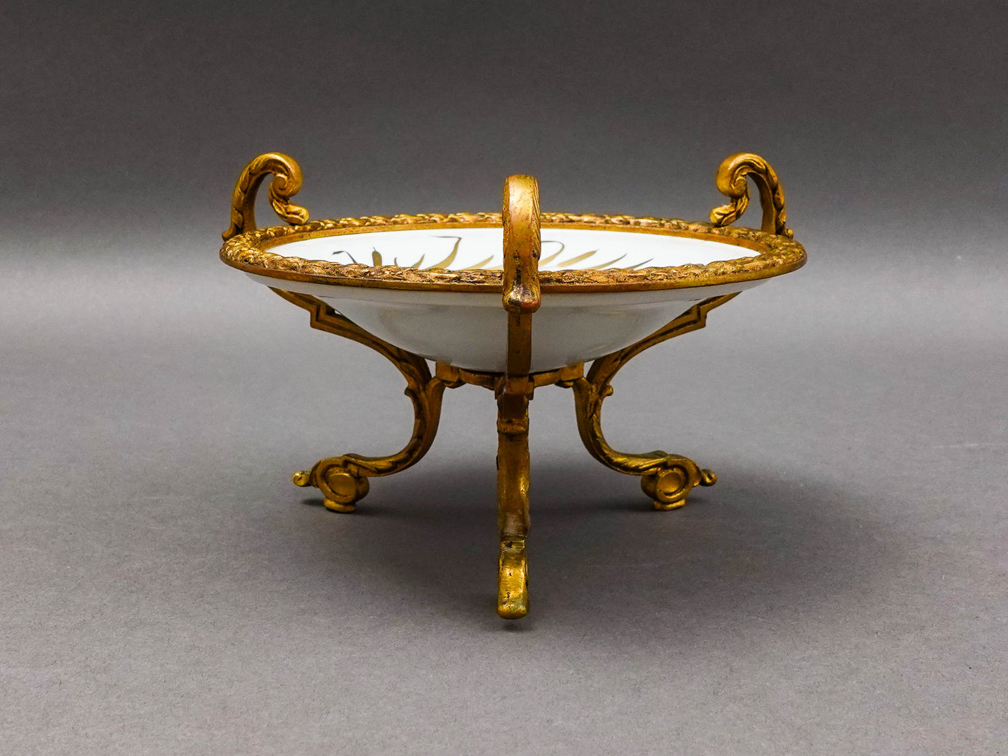 Sevres France Antique Fragonard Hand Painted Porcelain Bronze Ormolu Tazza Bowl