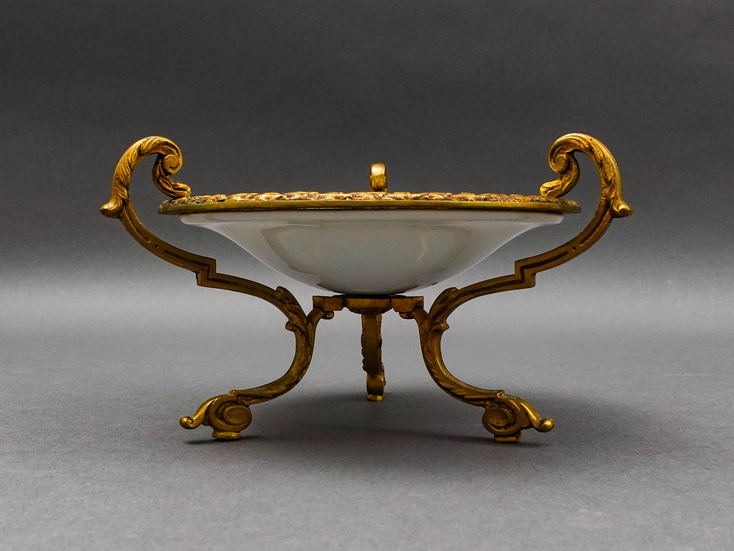 Sevres France Antique Fragonard Hand Painted Porcelain Bronze Ormolu Tazza Bowl