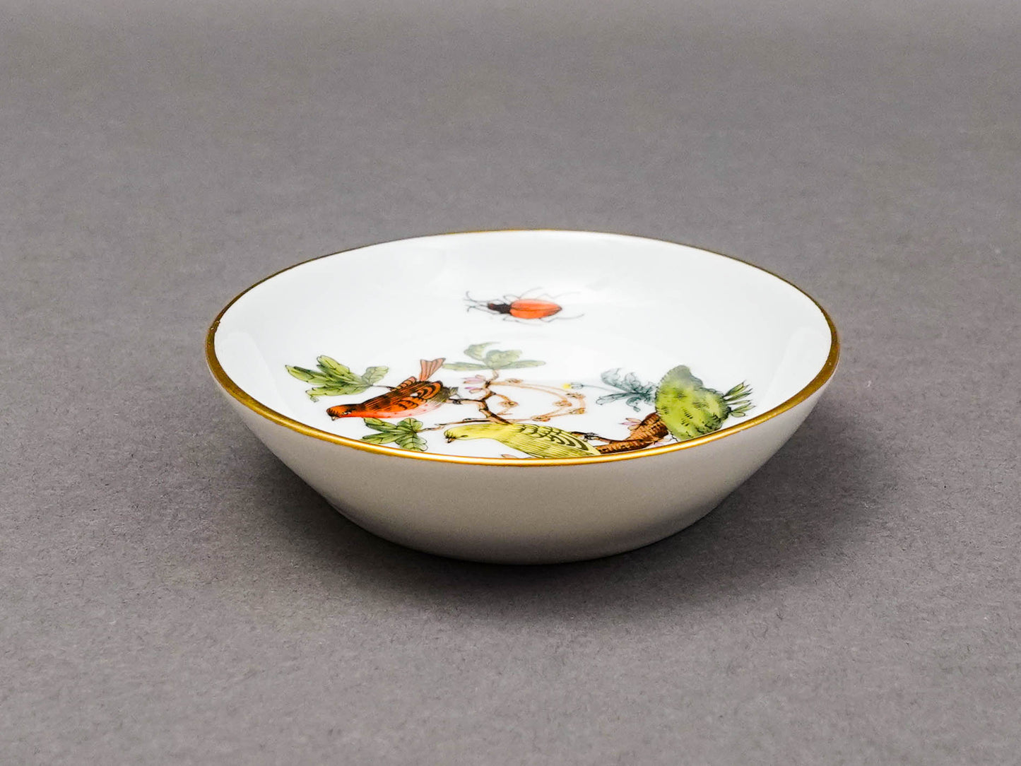 Herend Hungary Rothschild Bird Porcelain Oval Trinket Dish Butter Pat Tray 7781