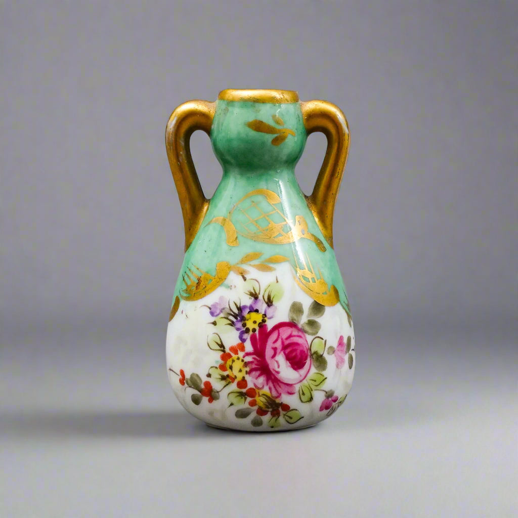 Sevres France Antique Hand Painted Floral Porcelain Miniature Bud Vase 3"