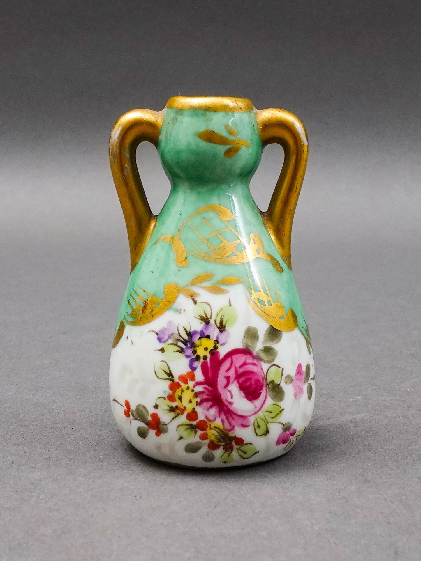 Sevres France Antique Hand Painted Floral Porcelain Miniature Bud Vase 3"