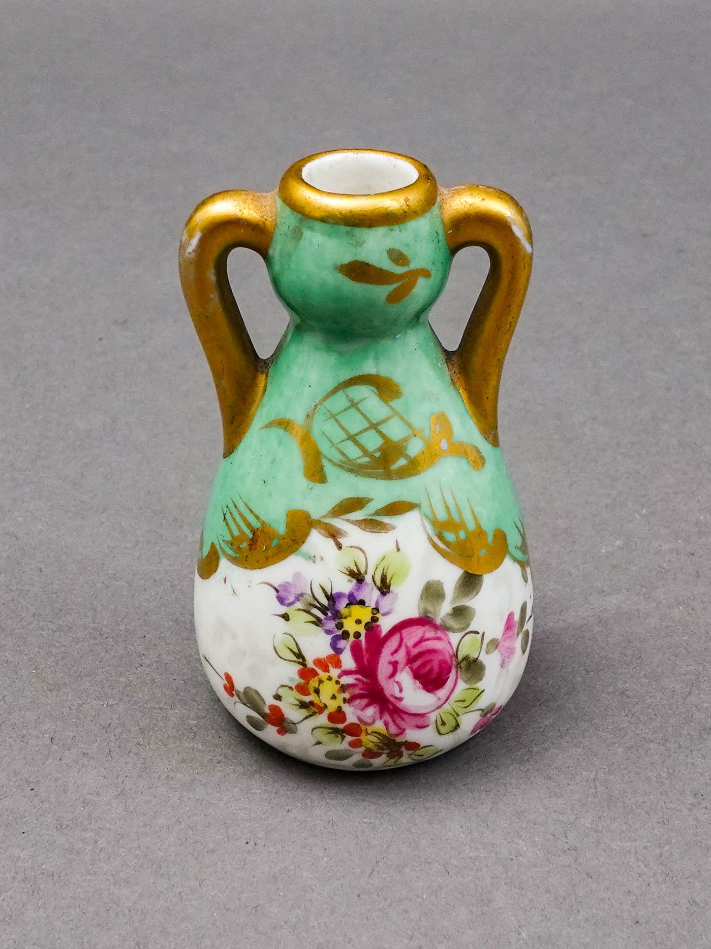 Sevres France Antique Hand Painted Floral Porcelain Miniature Bud Vase 3"