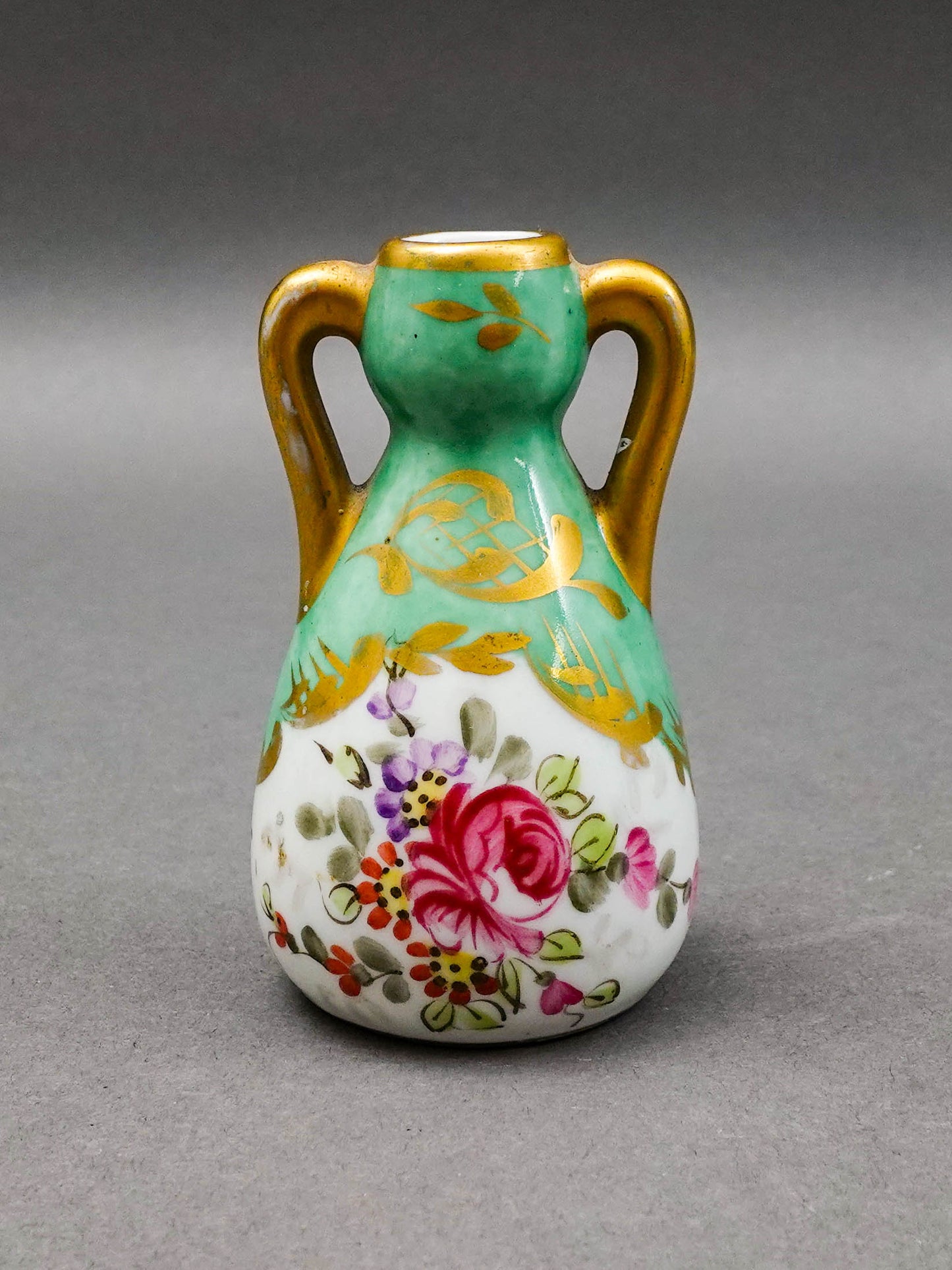 Sevres France Antique Hand Painted Floral Porcelain Miniature Bud Vase 3"