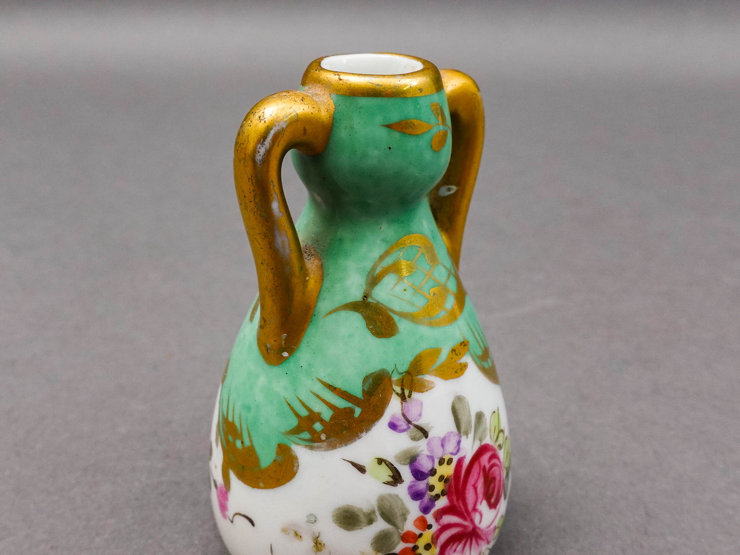 Sevres France Antique Hand Painted Floral Porcelain Miniature Bud Vase 3"