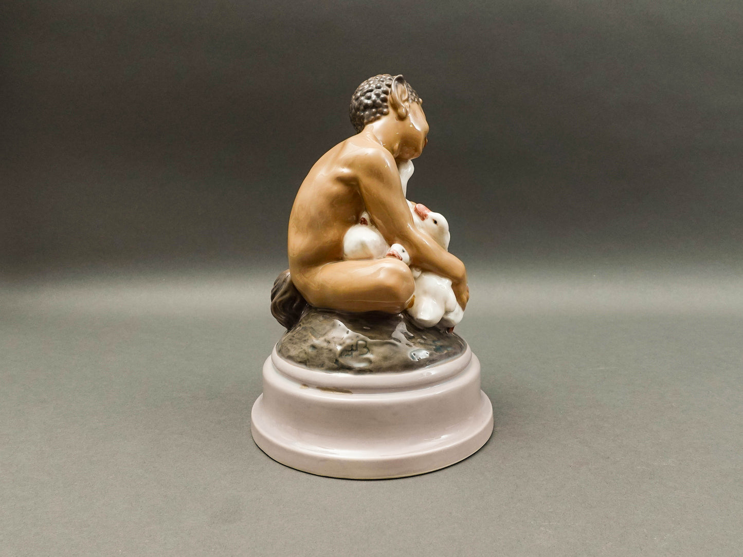 Dahl Jensen Denmark Signed Faun With Ducklings 1198 Porcelain Figurine 9 3/4"