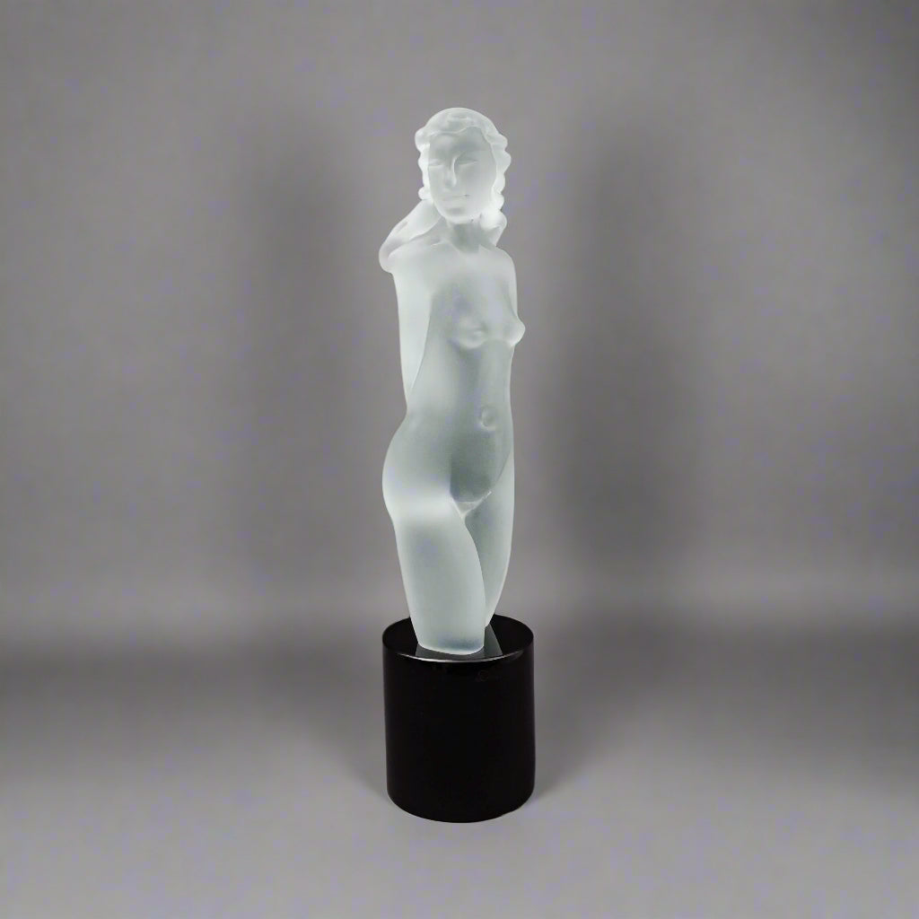 Dino Rosin (Italian, 1948) Female Woman Frosted Murano Art Glass Sculpture 26"