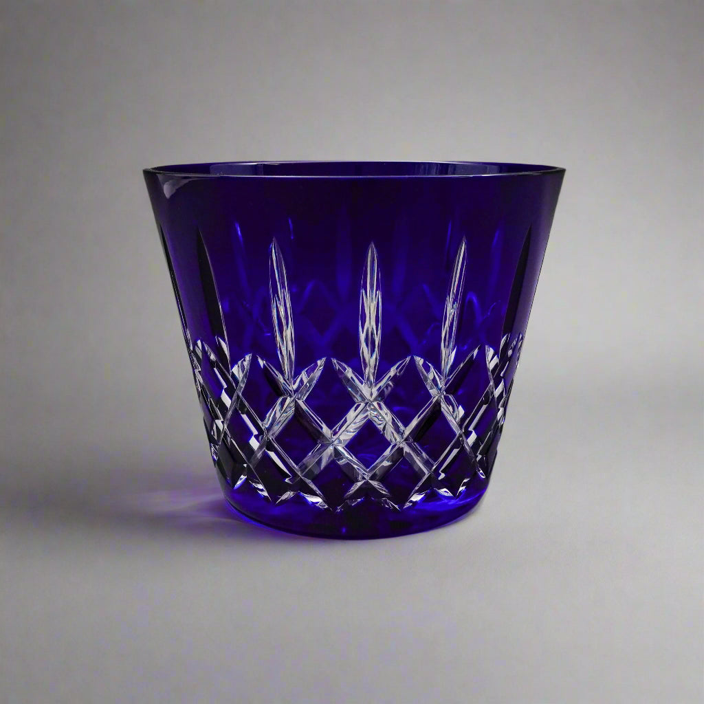 Ajka Hungary Arabella Cobalt Blue Cut To Clear Crystal Old Fashioned Ice Bucket