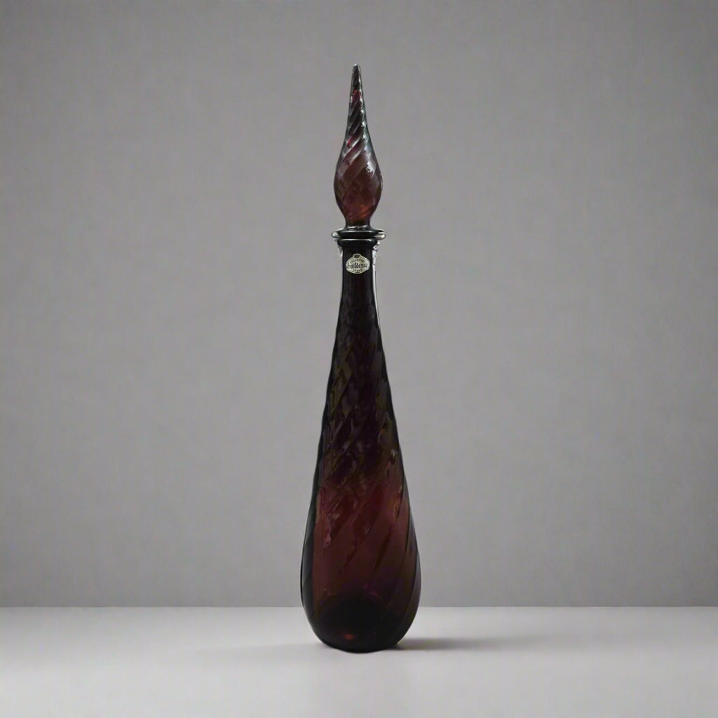 Guildcraft Italy MCM Amethyst Empoli Glass Decanter Genie Bottle 22 3/4"