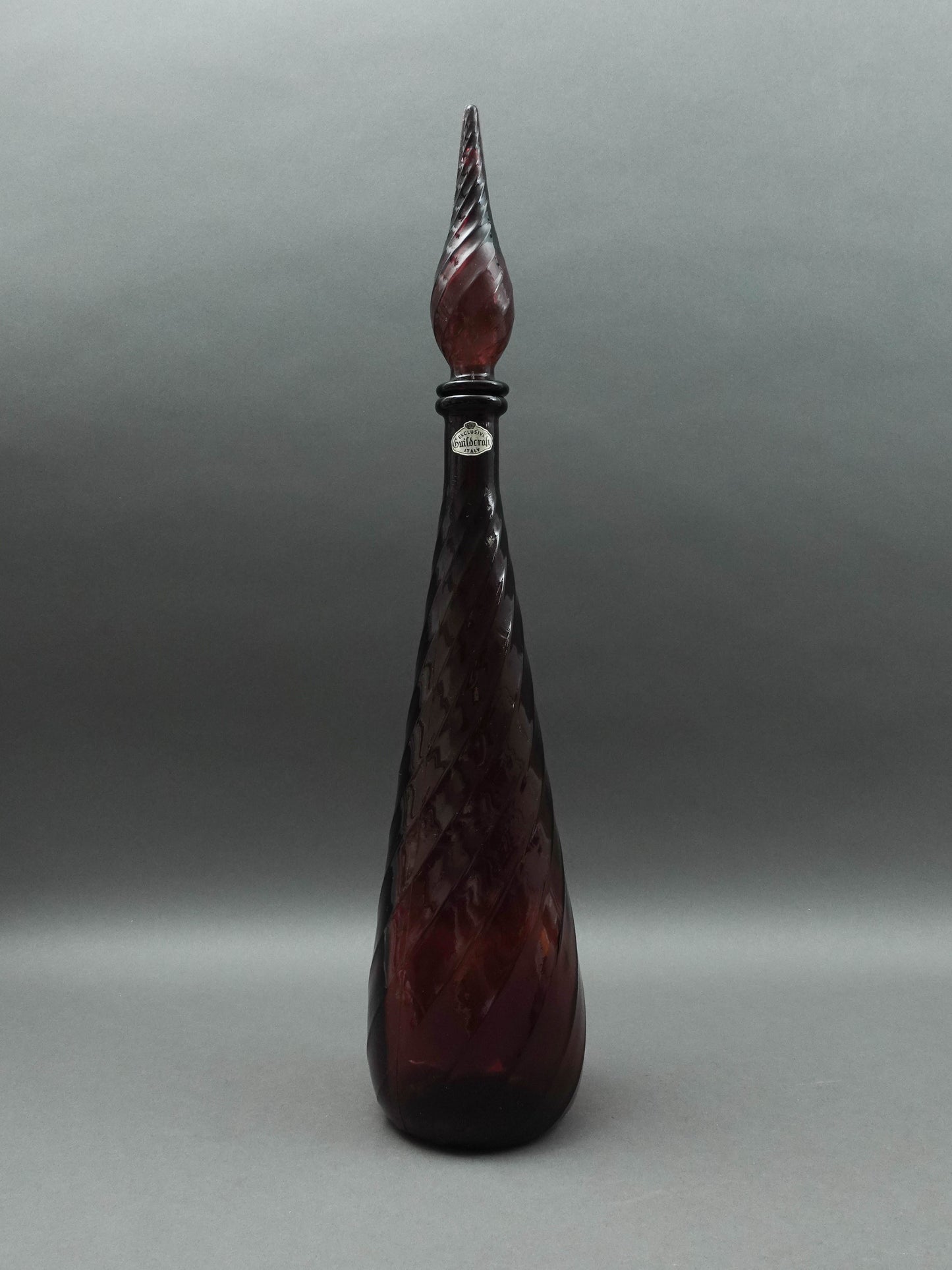 Guildcraft Italy MCM Amethyst Empoli Glass Decanter Genie Bottle 22 3/4"