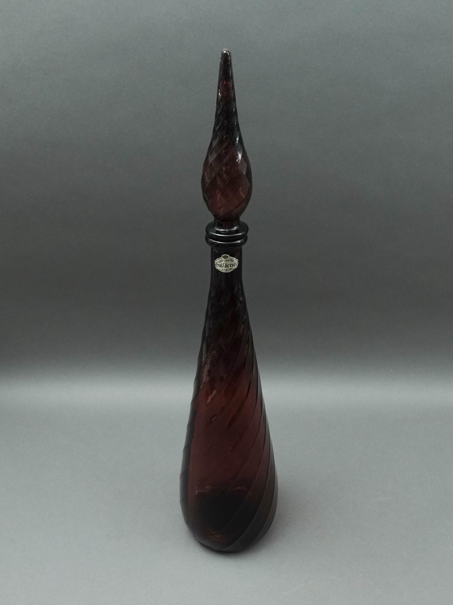 Guildcraft Italy MCM Amethyst Empoli Glass Decanter Genie Bottle 22 3/4"
