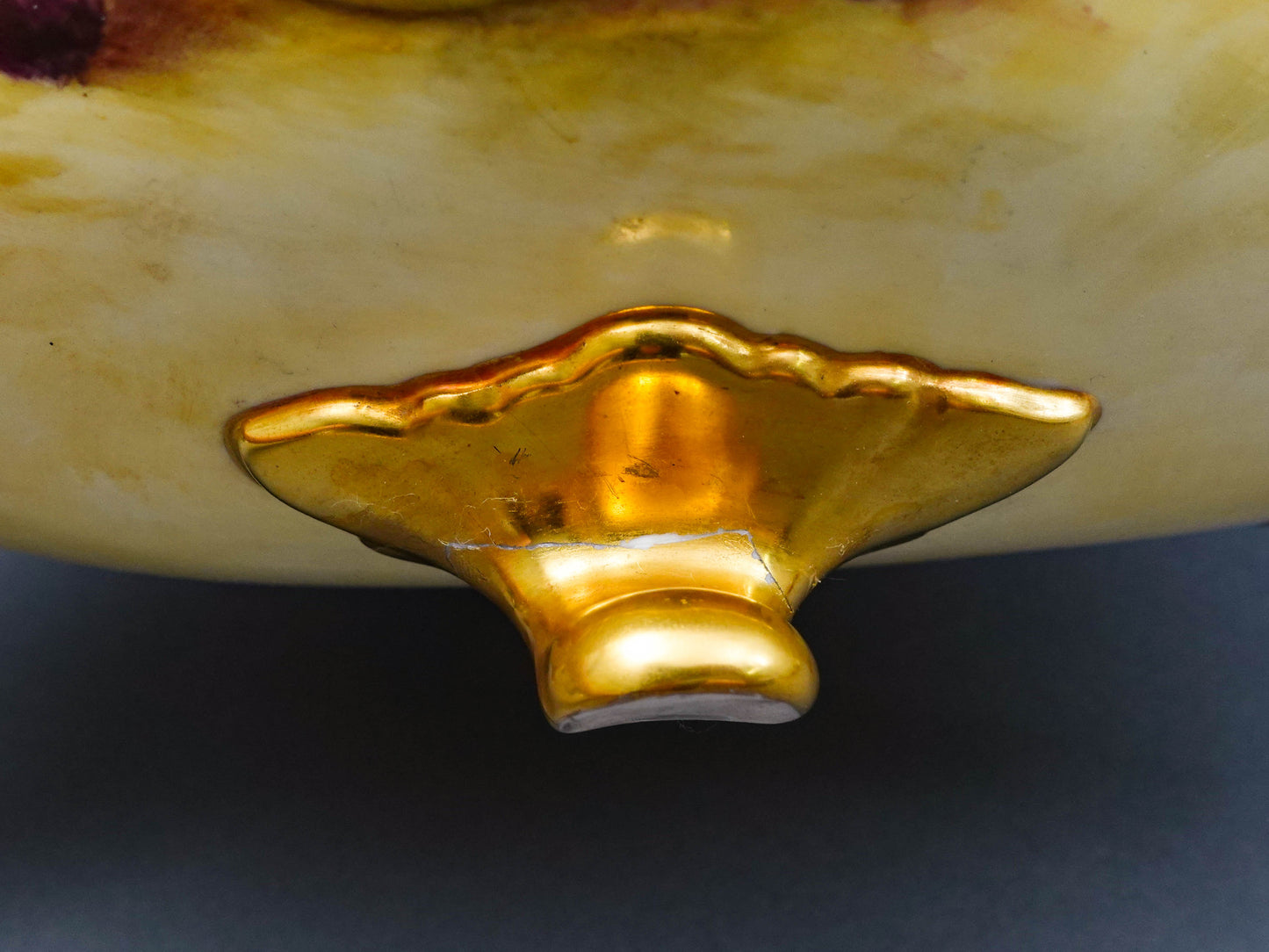 Coalport England Richard Budd Signed Hand Painted Fruit Centerpiece Bowl (Read)
